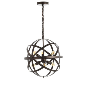 Safavieh BRYCEN, Elegant 6-Light Extendable Brass Pendant Fixture for Timeless Style in Any Room Decor PND4053A