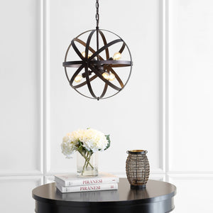 Safavieh BRYCEN, Elegant 6-Light Extendable Brass Pendant Fixture for Timeless Style in Any Room Decor PND4053A