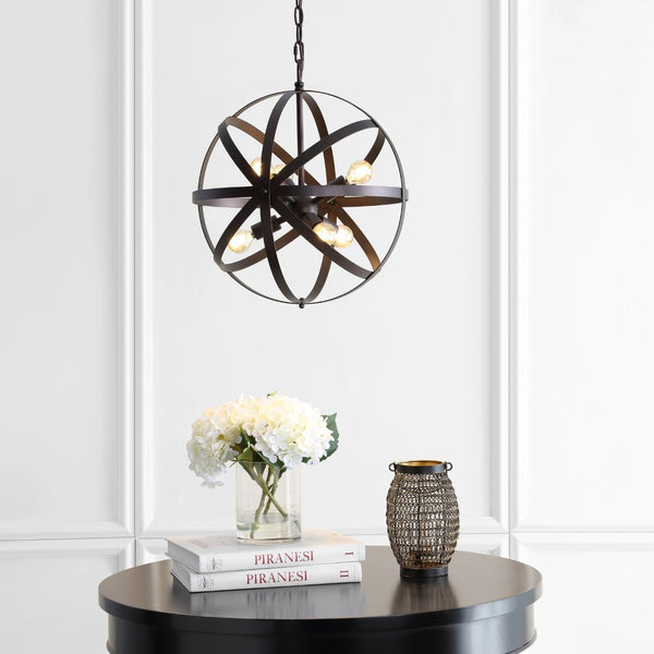 Safavieh BRYCEN, Elegant 6-Light Extendable Brass Pendant Fixture for Timeless Style in Any Room Decor PND4053A