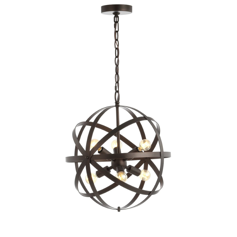 Safavieh BRYCEN, Elegant 6-Light Extendable Brass Pendant Fixture for Timeless Style in Any Room Decor PND4053A