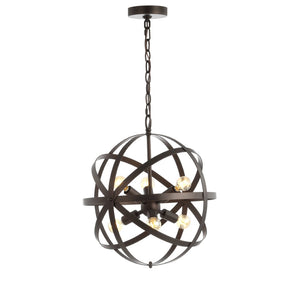 Safavieh BRYCEN, Elegant 6-Light Extendable Brass Pendant Fixture for Timeless Style in Any Room Decor PND4053A