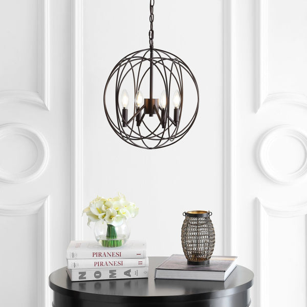 Safavieh CASON, 4-Light Extendable Pendant in Brass & Iron – Adjustable Height for Stylish Ambient Lighting PND4055A