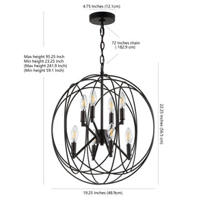 Safavieh RAYLON, 8-Light Extendable Pendant in Warm Brass - Adjustable Height for Versatile Decor & Illumination PND4056A