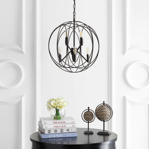 Safavieh RAYLON, 8-Light Extendable Pendant in Warm Brass - Adjustable Height for Versatile Decor & Illumination PND4056A