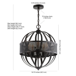 Safavieh COLBY, 5-Light Extendable Pendant in Brass & Iron - Adjustable Height for Dining & Foyer Décor PND4057A