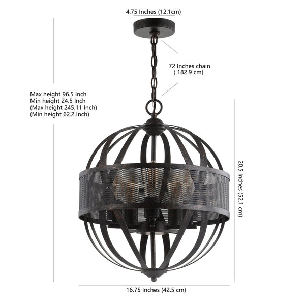 Safavieh COLBY, 5-Light Extendable Pendant in Brass & Iron - Adjustable Height for Dining & Foyer Décor PND4057A