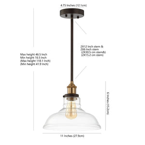 Safavieh SAUL, 11-Inch Adjustable Pendant Light in Grey/Brass - Modern Iron & Glass Design for Versatile Spaces PND4070A