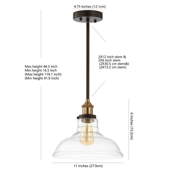 Safavieh SAUL, 11-Inch Adjustable Pendant Light in Grey/Brass - Modern Iron & Glass Design for Versatile Spaces PND4070A