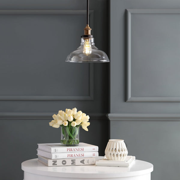 Safavieh SAUL, 11-Inch Adjustable Pendant Light in Grey/Brass - Modern Iron & Glass Design for Versatile Spaces PND4070A