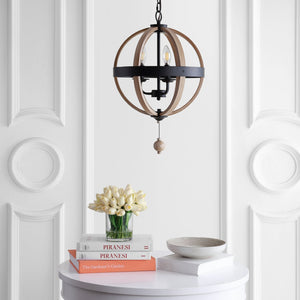 Safavieh MOSHE, 3-Light Extendable Pendant in Black/Brown Iron for Modern Elegance in Your Space PND4081A