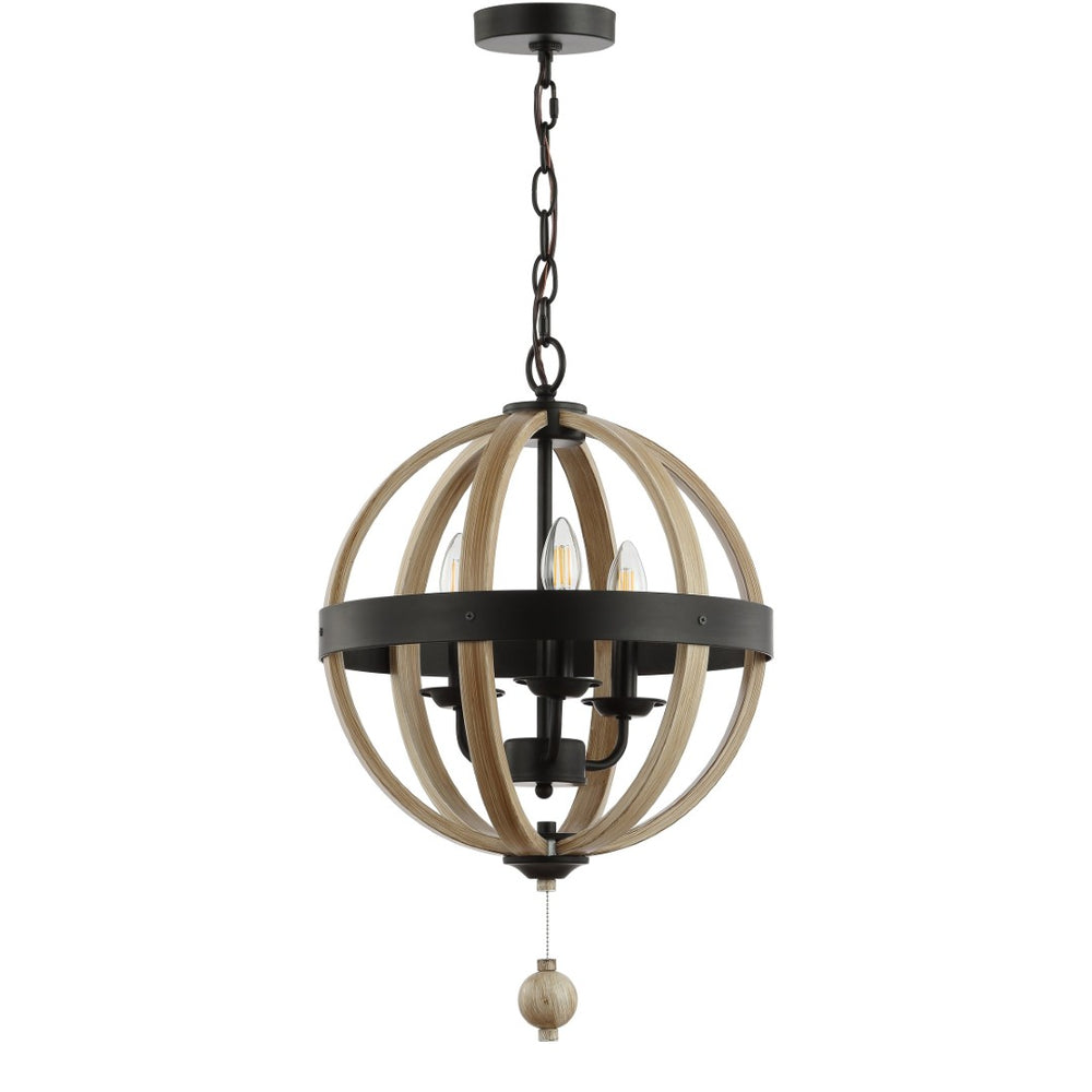 Safavieh MOSHE, 3-Light Extendable Pendant in Black/Brown Iron for Modern Elegance in Your Space PND4081A