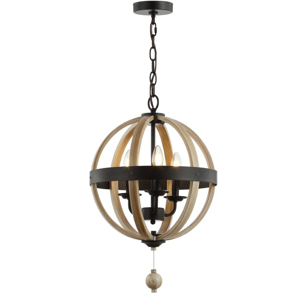 Safavieh MOSHE, 3-Light Extendable Pendant in Black/Brown Iron for Modern Elegance in Your Space PND4081A