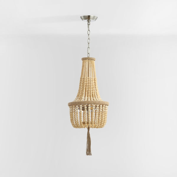 Safavieh WYNNE, Rustic 2-Light Pendant with Adjustable Height, Iron & Wood Bead Design for Cozy Lighting PND4082A