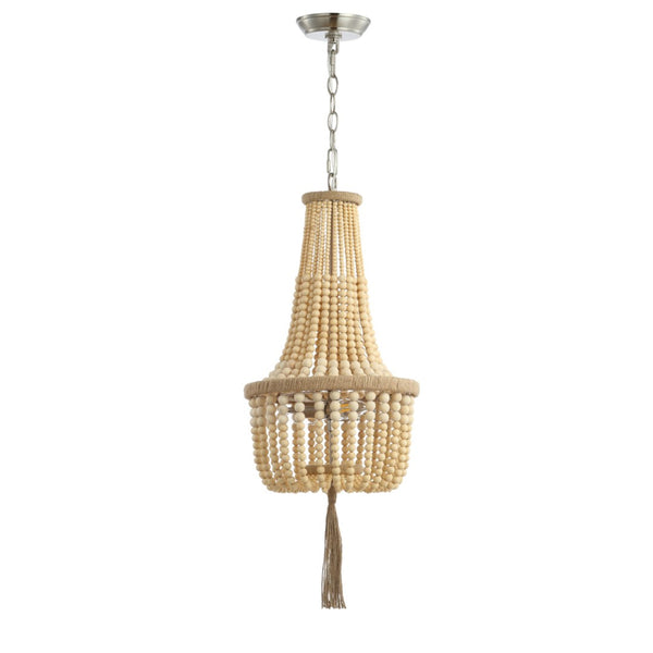 Safavieh WYNNE, Rustic 2-Light Pendant with Adjustable Height, Iron & Wood Bead Design for Cozy Lighting PND4082A