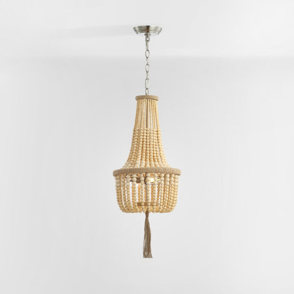 Safavieh WYNNE, Rustic 2-Light Pendant with Adjustable Height, Iron & Wood Bead Design for Cozy Lighting PND4082A