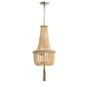 Safavieh WYNNE, Rustic 2-Light Pendant with Adjustable Height, Iron & Wood Bead Design for Cozy Lighting PND4082A