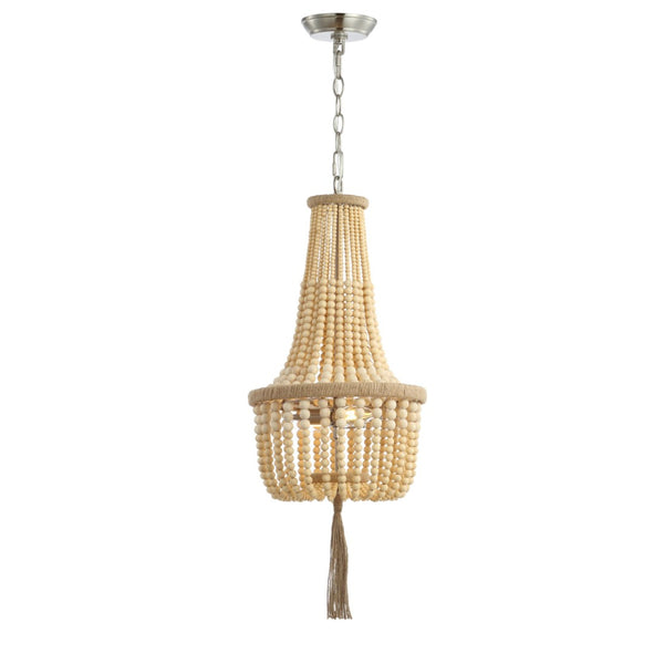 Safavieh WYNNE, Rustic 2-Light Pendant with Adjustable Height, Iron & Wood Bead Design for Cozy Lighting PND4082A
