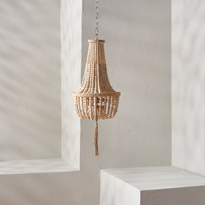 Safavieh WYNNE, Rustic 2-Light Pendant with Adjustable Height, Iron & Wood Bead Design for Cozy Lighting PND4082A