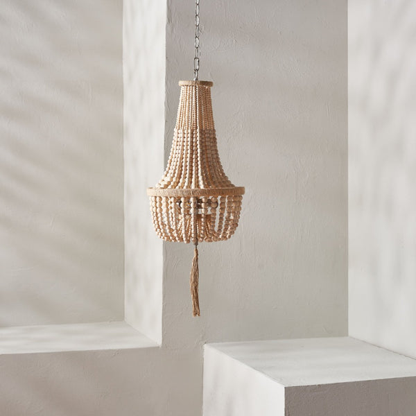 Safavieh WYNNE, Rustic 2-Light Pendant with Adjustable Height, Iron & Wood Bead Design for Cozy Lighting PND4082A