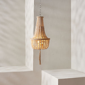 Safavieh WYNNE, Rustic 2-Light Pendant with Adjustable Height, Iron & Wood Bead Design for Cozy Lighting PND4082A