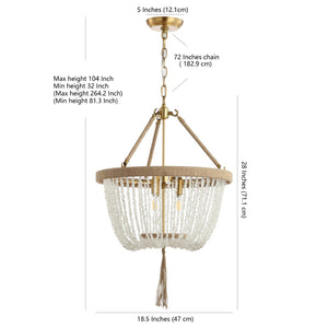 Safavieh CYDNEY, 3-Light Extendable Pendant - White & Natural Iron/Stone/Rope Design for Versatile Spaces PND4083A