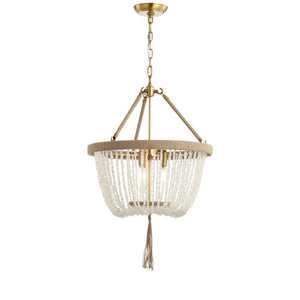 Safavieh CYDNEY, 3-Light Extendable Pendant - White & Natural Iron/Stone/Rope Design for Versatile Spaces PND4083A