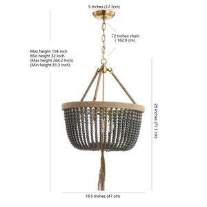 Safavieh ADRA, 3-Light Extendable Pendant Light - 18.5" Grey Iron & Acrylic for Modern Dining & Living Spaces PND4084A