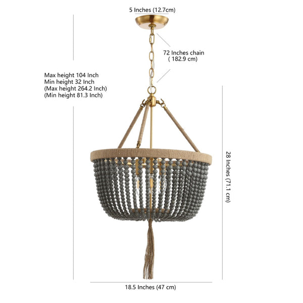 Safavieh ADRA, 3-Light Extendable Pendant Light - 18.5" Grey Iron & Acrylic for Modern Dining & Living Spaces PND4084A