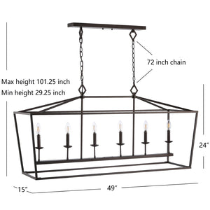 Safavieh PRENER, 6-Light Extendable Pendant in Oil-Rubbed Bronze - Elegant Iron Fixture for Dining & Living Spaces PND4088A