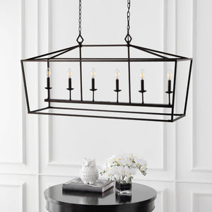 Safavieh PRENER, 6-Light Extendable Pendant in Oil-Rubbed Bronze - Elegant Iron Fixture for Dining & Living Spaces PND4088A