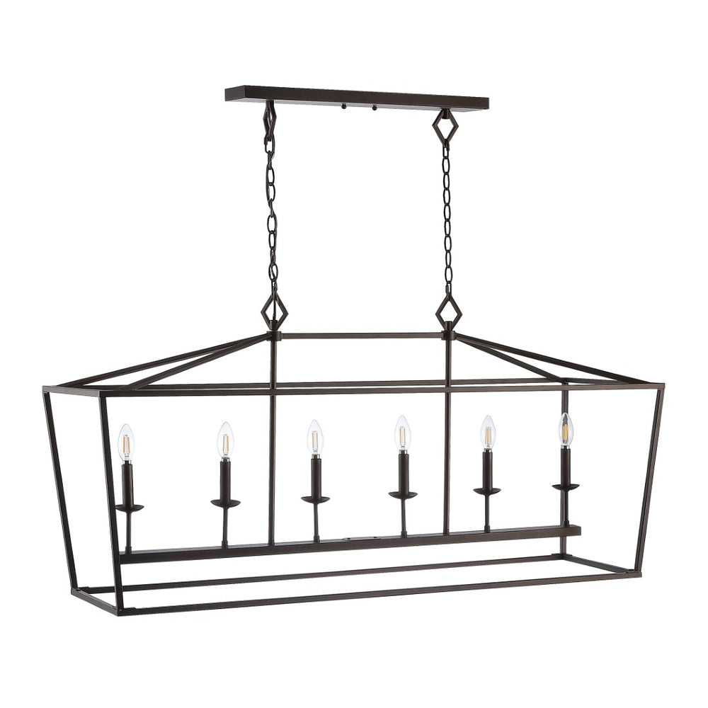 Safavieh PRENER, 6-Light Extendable Pendant in Oil-Rubbed Bronze - Elegant Iron Fixture for Dining & Living Spaces PND4088A