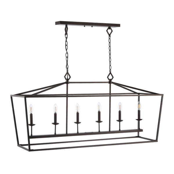 Safavieh PRENER, 6-Light Extendable Pendant in Oil-Rubbed Bronze - Elegant Iron Fixture for Dining & Living Spaces PND4088A