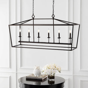 Safavieh PRENER, 6-Light Extendable Pendant in Oil-Rubbed Bronze - Elegant Iron Fixture for Dining & Living Spaces PND4088A