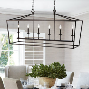 Safavieh PRENER, 6-Light Extendable Pendant in Oil-Rubbed Bronze - Elegant Iron Fixture for Dining & Living Spaces PND4088A