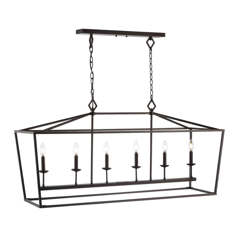 Safavieh PRENER, 6-Light Extendable Pendant in Oil-Rubbed Bronze - Elegant Iron Fixture for Dining & Living Spaces PND4088A