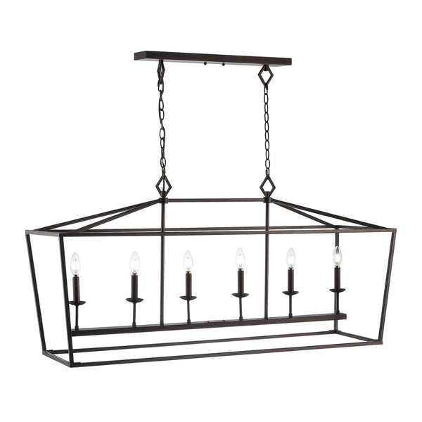 Safavieh PRENER, 6-Light Extendable Pendant in Oil-Rubbed Bronze - Elegant Iron Fixture for Dining & Living Spaces PND4088A