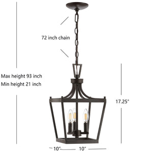 Safavieh LARTON, 3-Light Extendable Pendant — Elegant Iron Fixture for Dining Rooms and Contemporary Spaces Oil Rub Bronze PND4089A