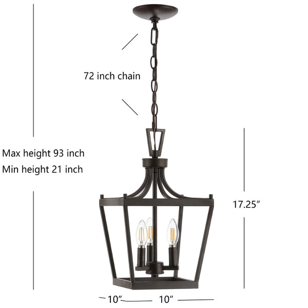 Safavieh LARTON, 3-Light Extendable Pendant — Elegant Iron Fixture for Dining Rooms and Contemporary Spaces Oil Rub Bronze PND4089A