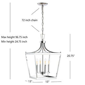 Safavieh NICHI, Modern Extendable 4-Light Pendant in Polished Chrome - Ideal for Dining & Entryway Spaces PND4090B