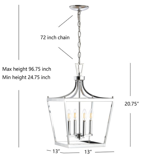 Safavieh NICHI, Modern Extendable 4-Light Pendant in Polished Chrome - Ideal for Dining & Entryway Spaces PND4090B