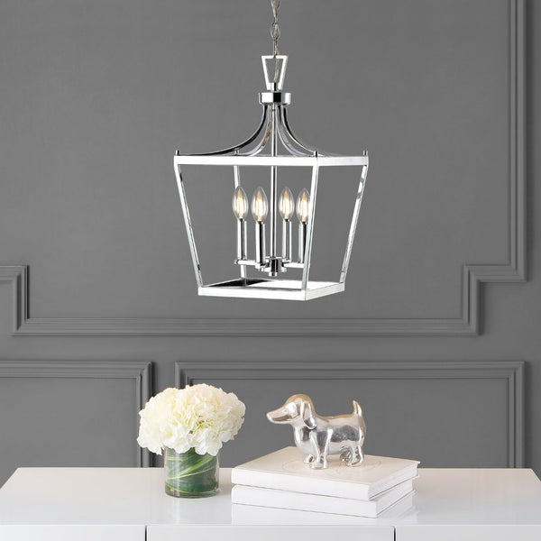 Safavieh NICHI, Modern Extendable 4-Light Pendant in Polished Chrome - Ideal for Dining & Entryway Spaces PND4090B