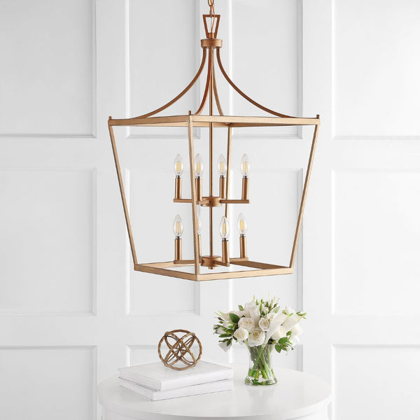 Safavieh VALLOR, Extendable 8-Light Pendant for Dining Rooms and Living Spaces, Durable Iron Design Elegance Gold PND4092C