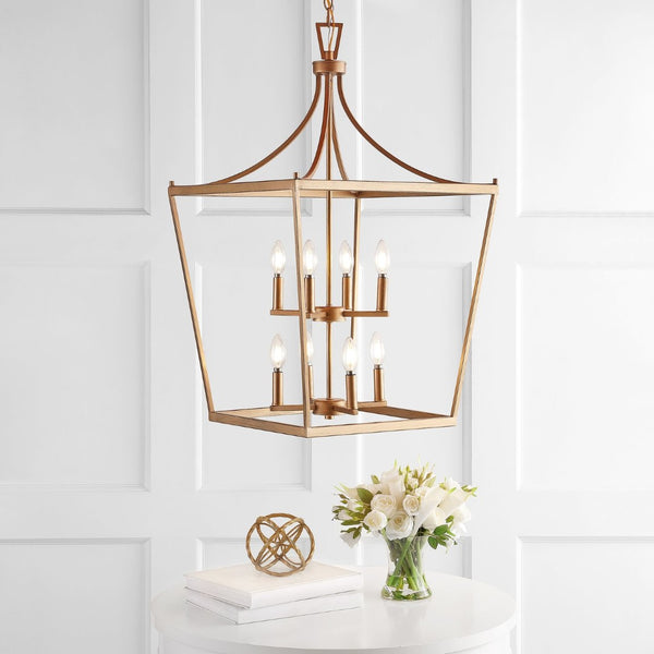 Safavieh VALLOR, Extendable 8-Light Pendant for Dining Rooms and Living Spaces, Durable Iron Design Elegance Gold PND4092C