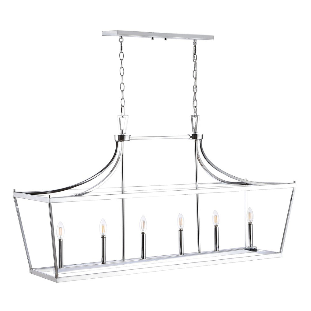 Safavieh ARORIS, 6-Light Extendable Pendant Light Fixture for Modern Homes – Adjustable Height & Stylish Design Chrome PND4093B