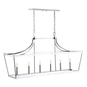 Safavieh ARORIS, 6-Light Extendable Pendant Light Fixture for Modern Homes – Adjustable Height & Stylish Design Chrome PND4093B