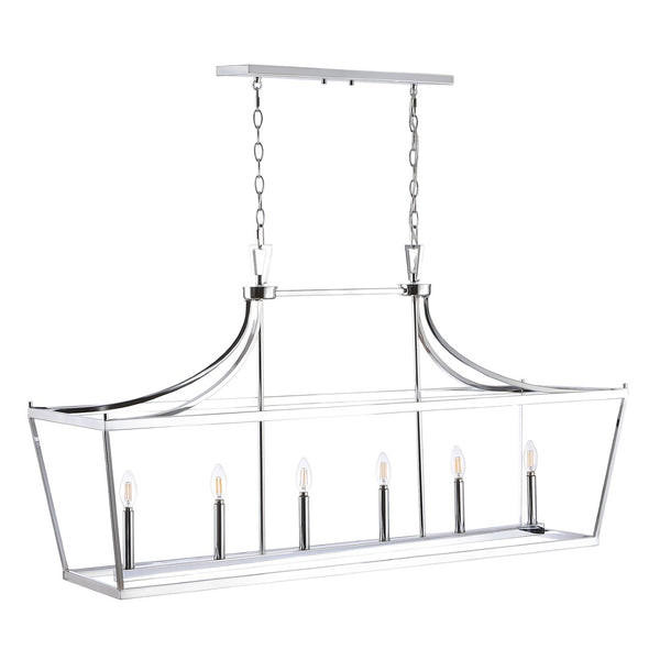 Safavieh ARORIS, 6-Light Extendable Pendant Light Fixture for Modern Homes – Adjustable Height & Stylish Design Chrome PND4093B