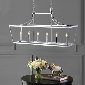 Safavieh ARORIS, 6-Light Extendable Pendant Light Fixture for Modern Homes – Adjustable Height & Stylish Design Chrome PND4093B
