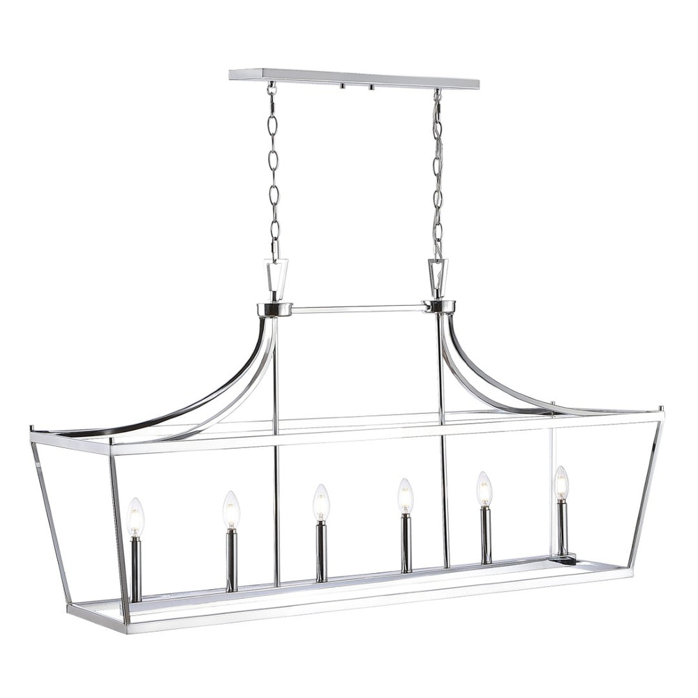 Safavieh ARORIS, 6-Light Extendable Pendant Light Fixture for Modern Homes – Adjustable Height & Stylish Design Chrome PND4093B