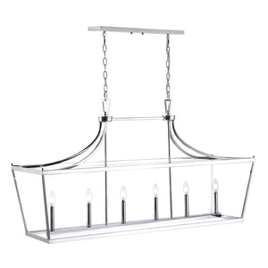 Safavieh ARORIS, 6-Light Extendable Pendant Light Fixture for Modern Homes – Adjustable Height & Stylish Design Chrome PND4093B