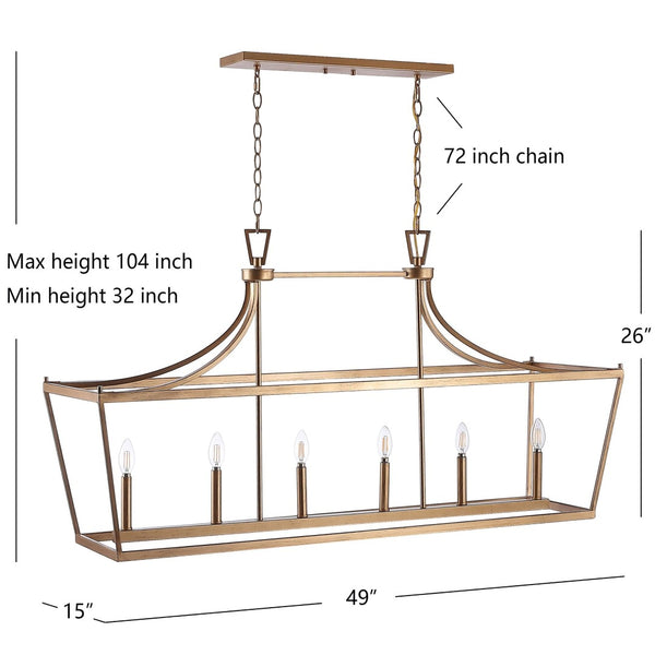Safavieh ARORIS, 6-Light Extendable Pendant Light Fixture for Modern Homes – Adjustable Height & Stylish Design Gold PND4093C